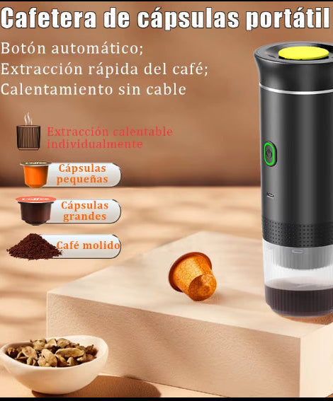 Cafetera eléctrica portátil de cápsulas, cafetera espresso inalámbrica con bomba de calor, cafetera 3 en 1